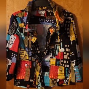 Just B Womens S Black Red Wild Engineered ColorBlock Jacket Blazer NWOT y2k